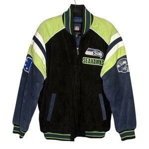 NFL Seattle Seahawks leather coat blue Green varsity Jacket men’s size medium